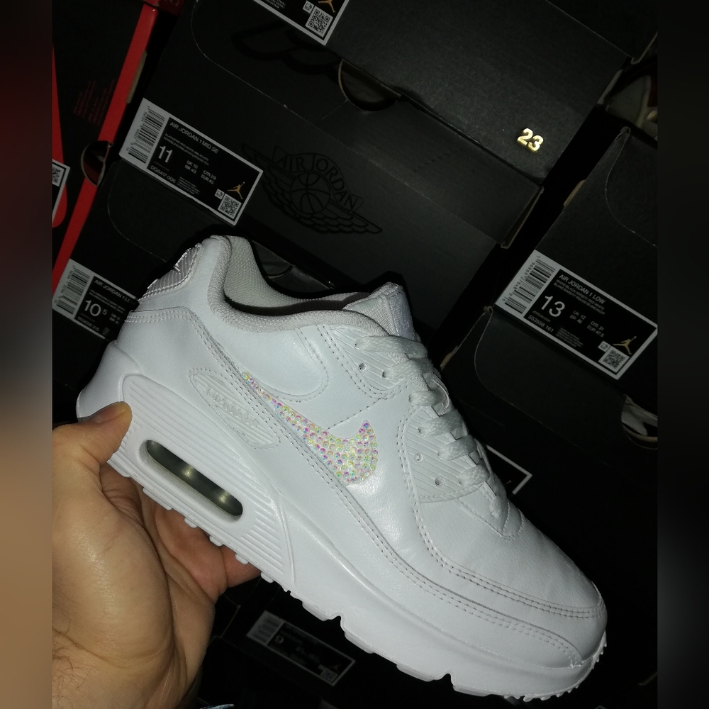 NIKE AIR MAX 90S "SWAROVSKI CRYSTALS CUSTOMIZED WOMEN'S US SIZE 8.5 GREAT COND - Picture 9 of 12